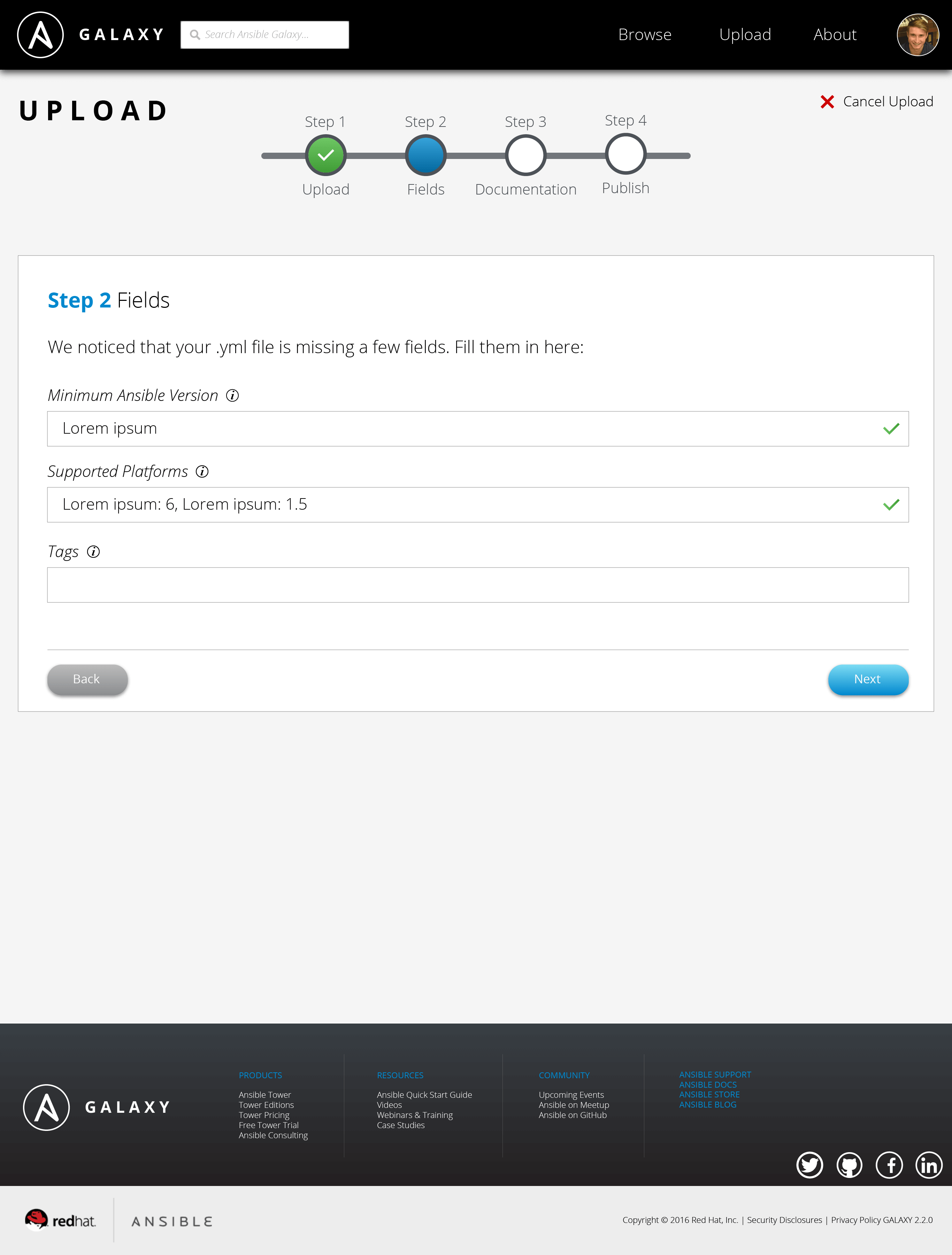 Redesigned Upload of Ansible Galaxy