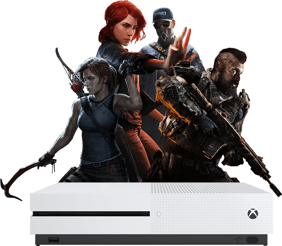 Xbox with Different Video Game Characters